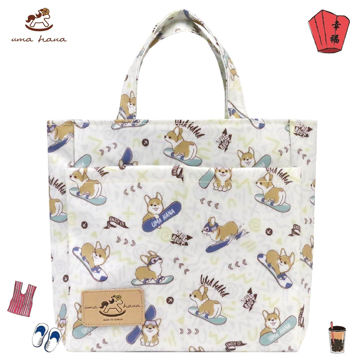 Snowboard Corgi - White